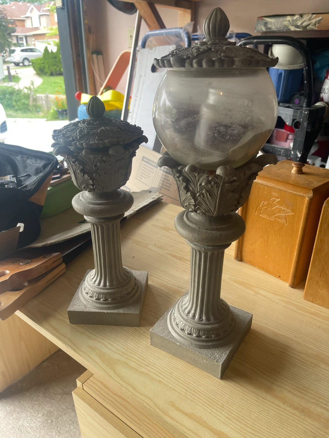 Ornate Pedestal Garden Lanterns Set