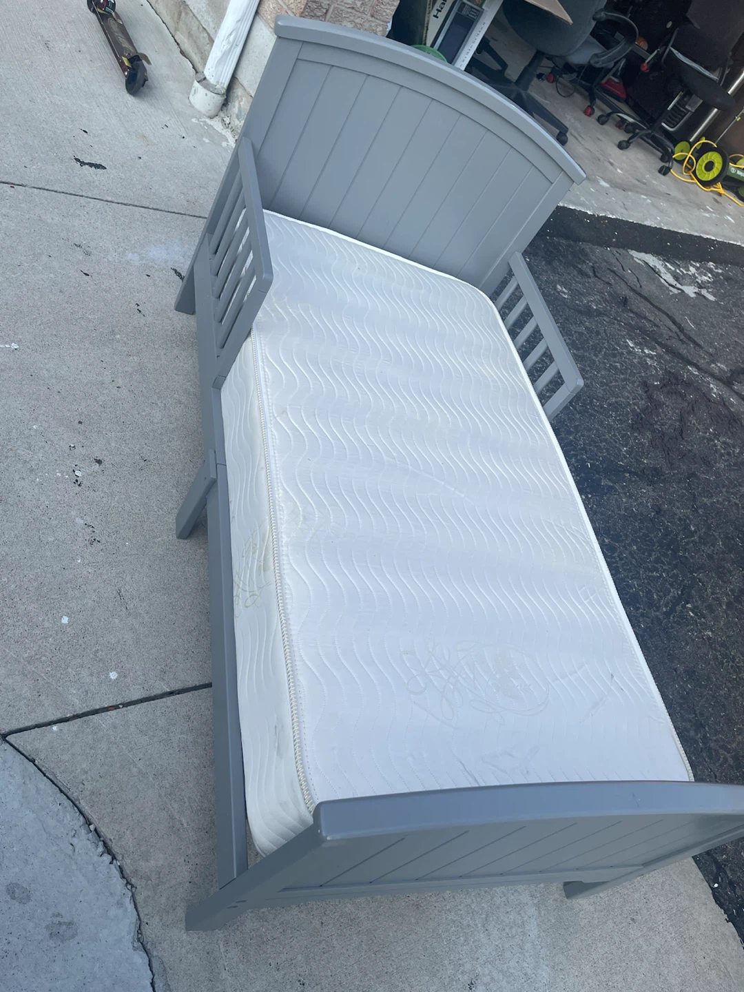 Grey Toddler Bed with Mattress