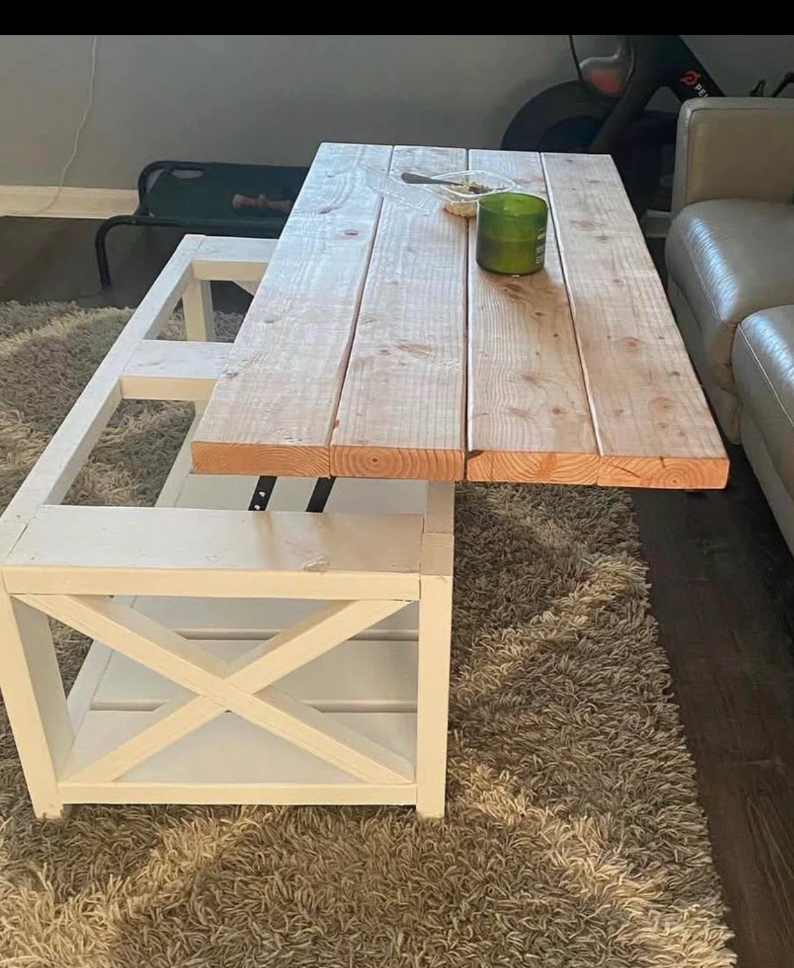 White Lift-Top Coffee Table with Storage Shelf