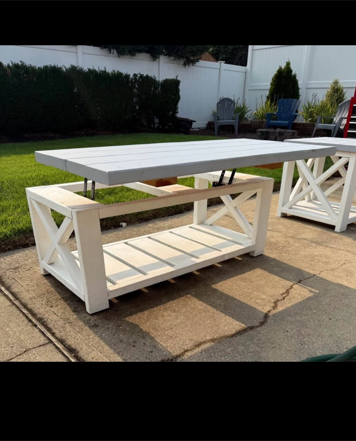White Lift-Top Coffee Table with Storage Shelf - photo 5