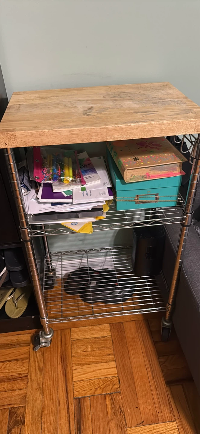 Wire Shelving Cart with Wood Top - photo 3