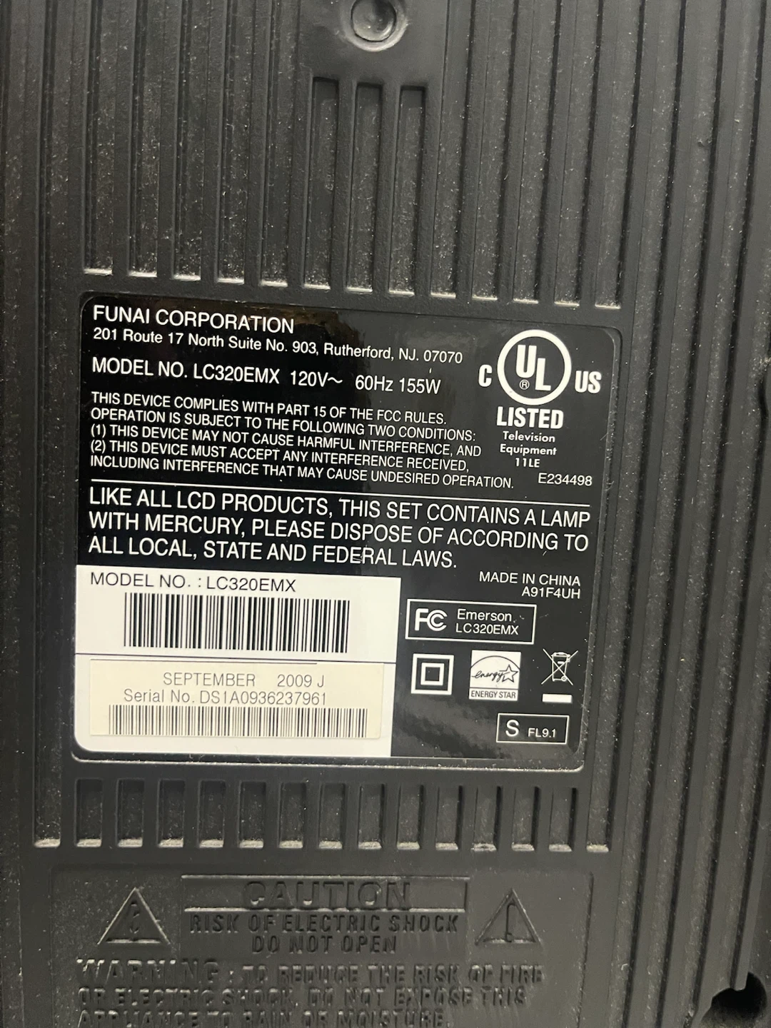 Emerson LC320EMX Television remote not include it - photo 4