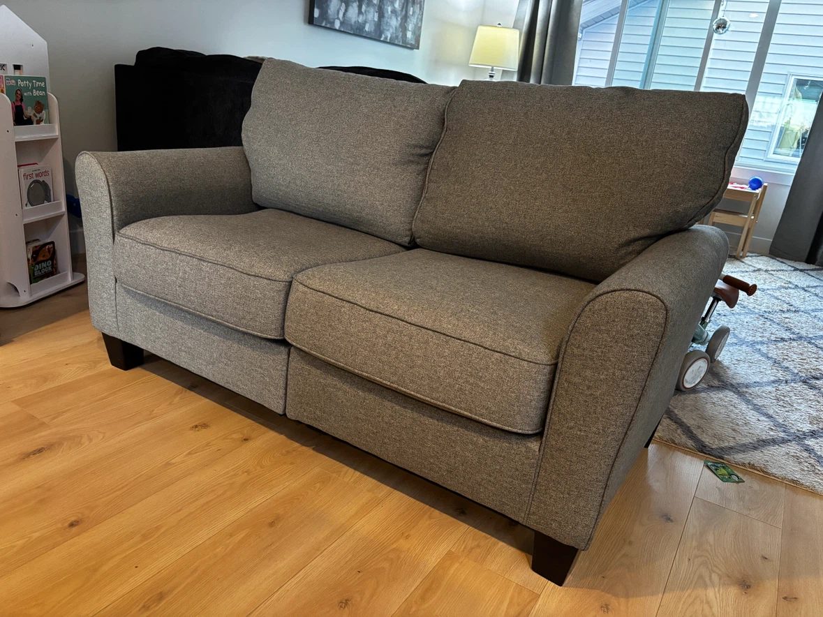 Grey Fabric Loveseat Sofa