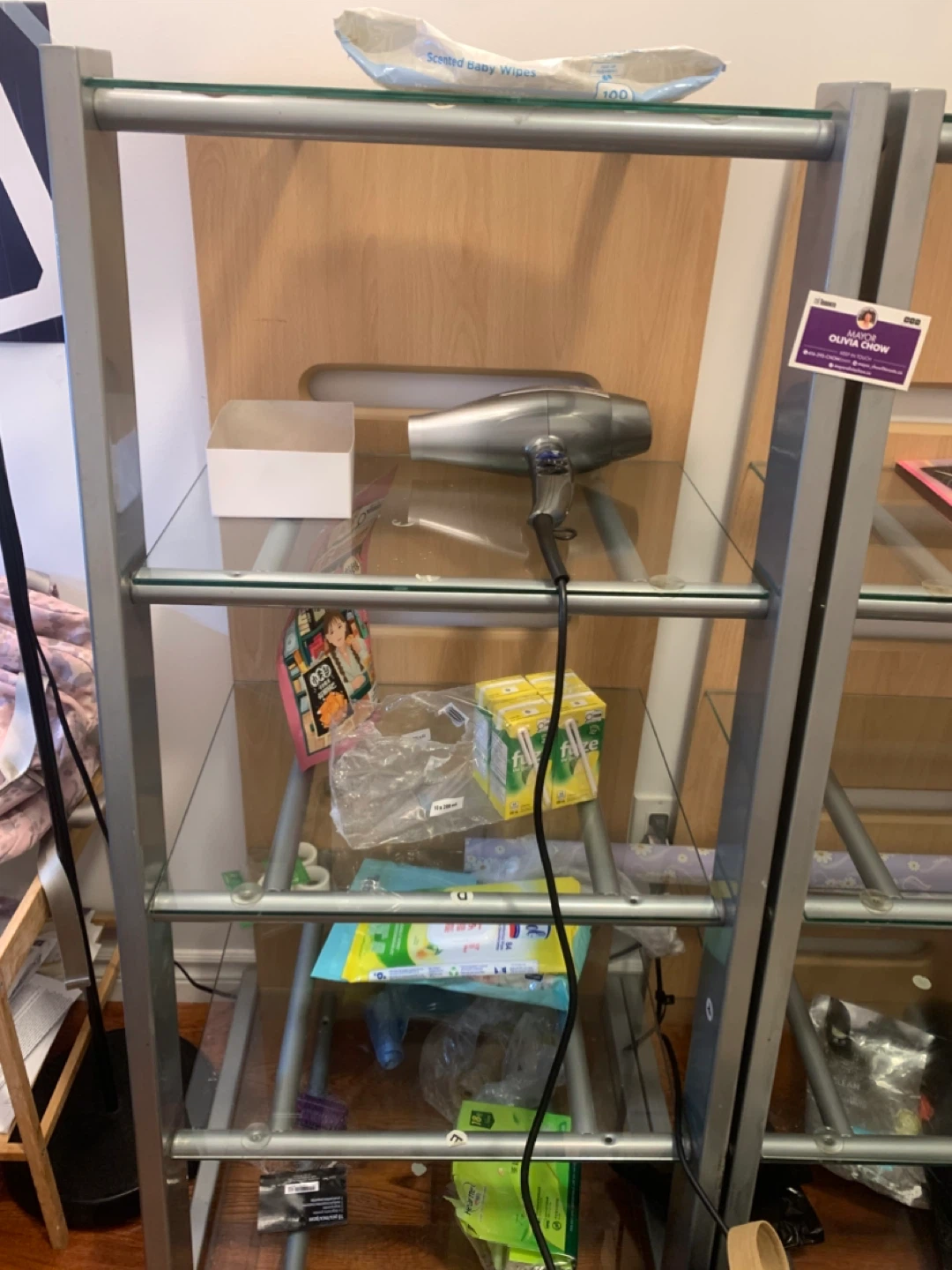 Set of 2 Modern Metal & Glass Shelving Units / Bookshelves - photo 2