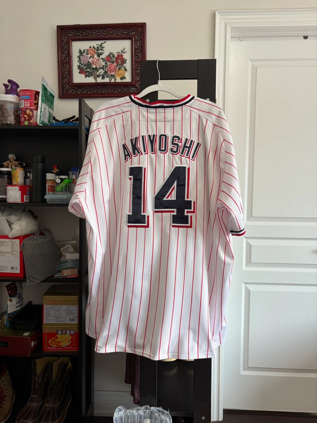 Tokyo Swallows #14 Men's Baseball Jersey - White Red Stripe - photo 2