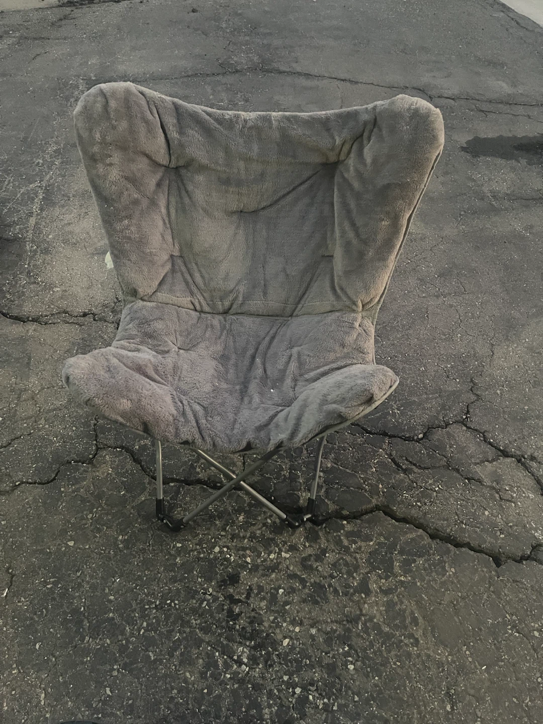 Grey Fluffy Butterfly Chair