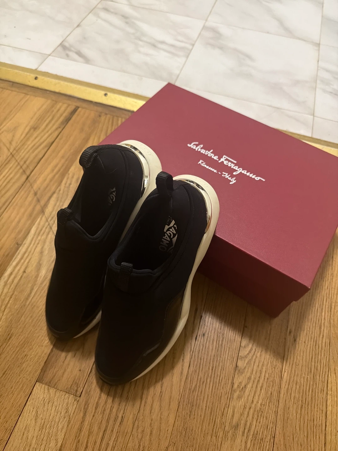 Salvatore Ferragamo Black Slip-On Sneakers