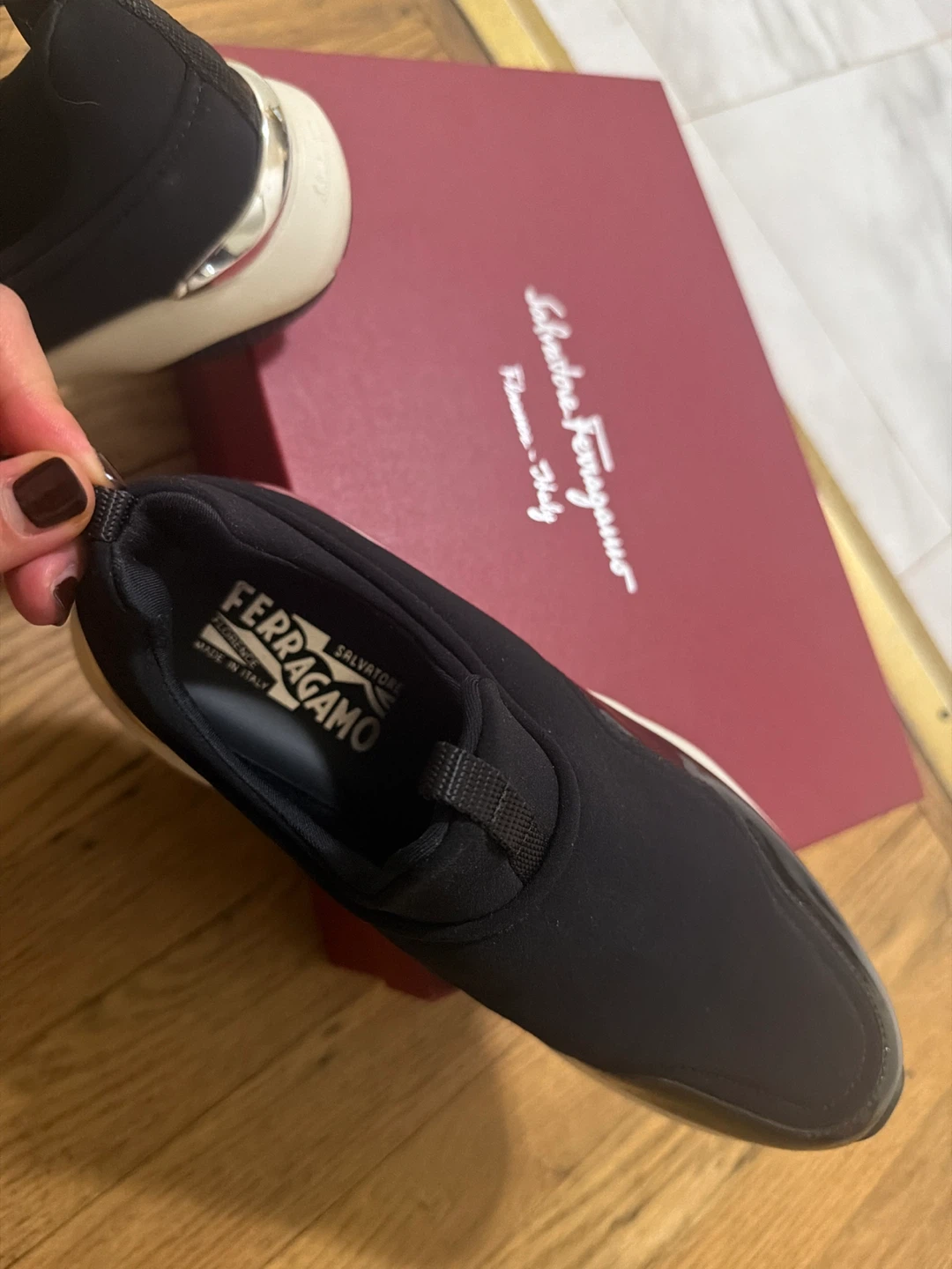 Salvatore Ferragamo Black Slip-On Sneakers - photo 3