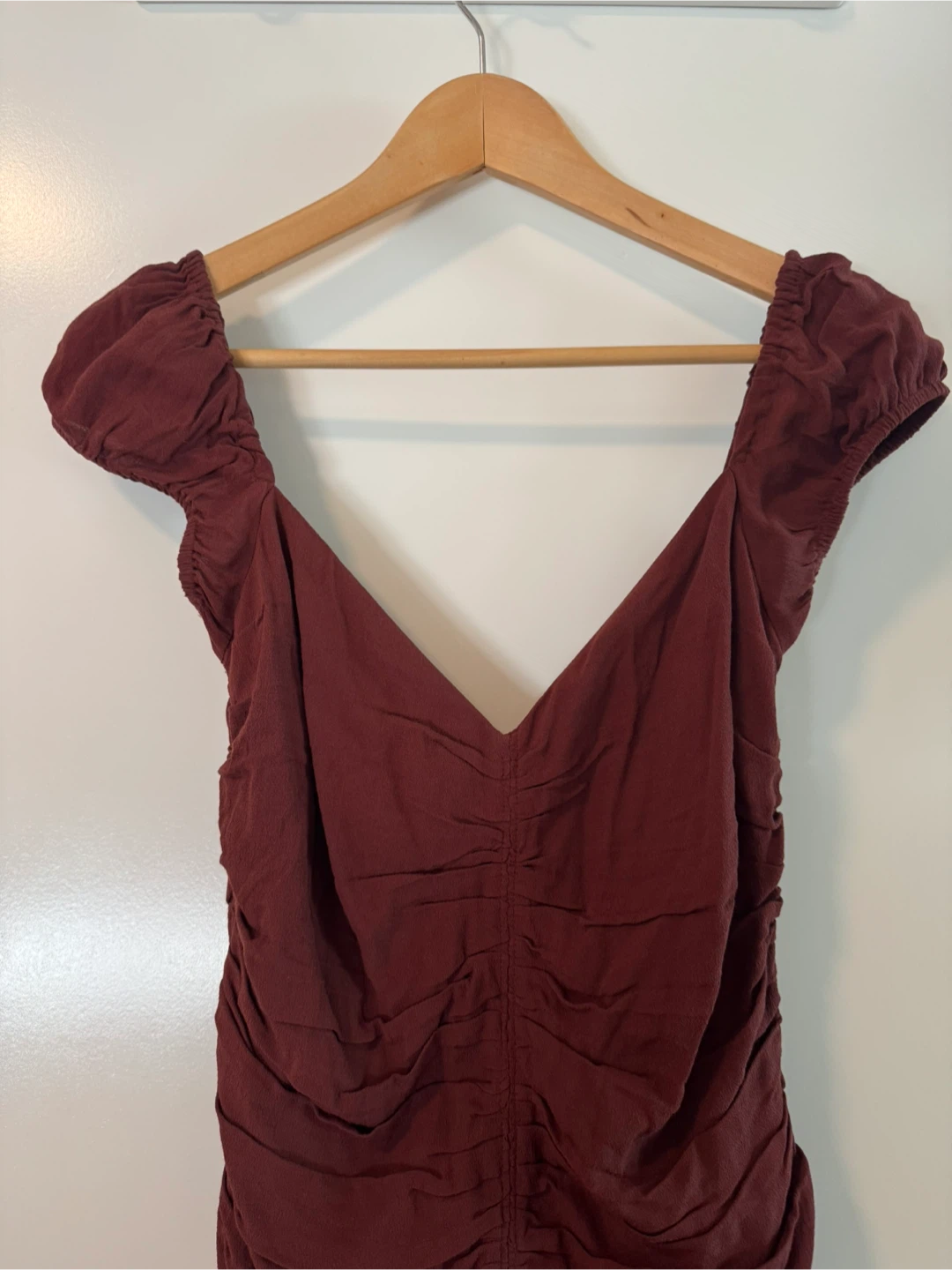Wilfred Burgundy Ruched Dress Size 8 - photo 3