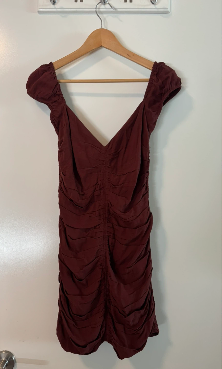 Wilfred Burgundy Ruched Dress Size 8