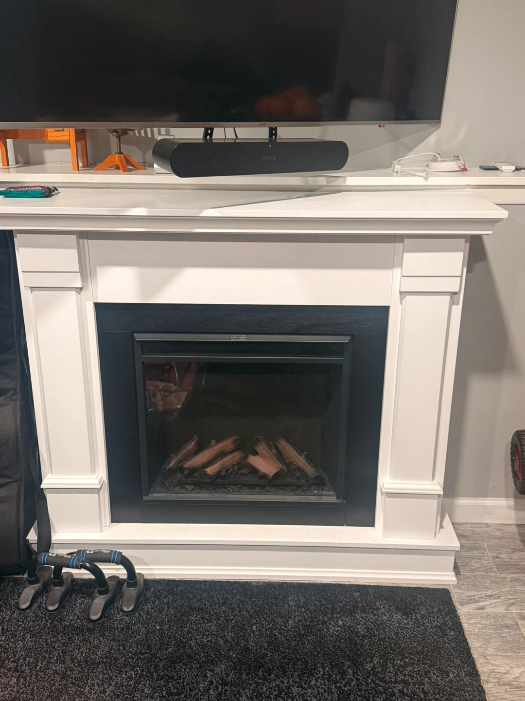 White Electric Fireplace Mantel