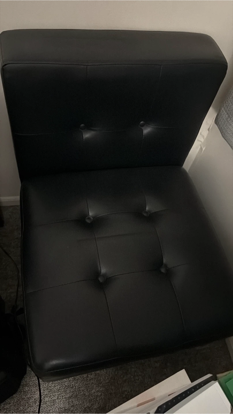 Black Faux Leather Armless Chair