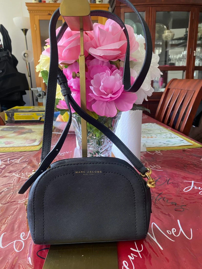 Marc Jacobs Black Leather Dome Crossbody Bag