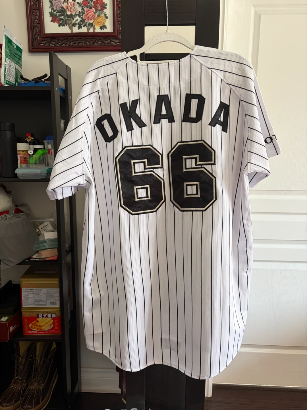 Chiba Lotte Marines #66 Baseball Jersey White Black Stripe - photo 2