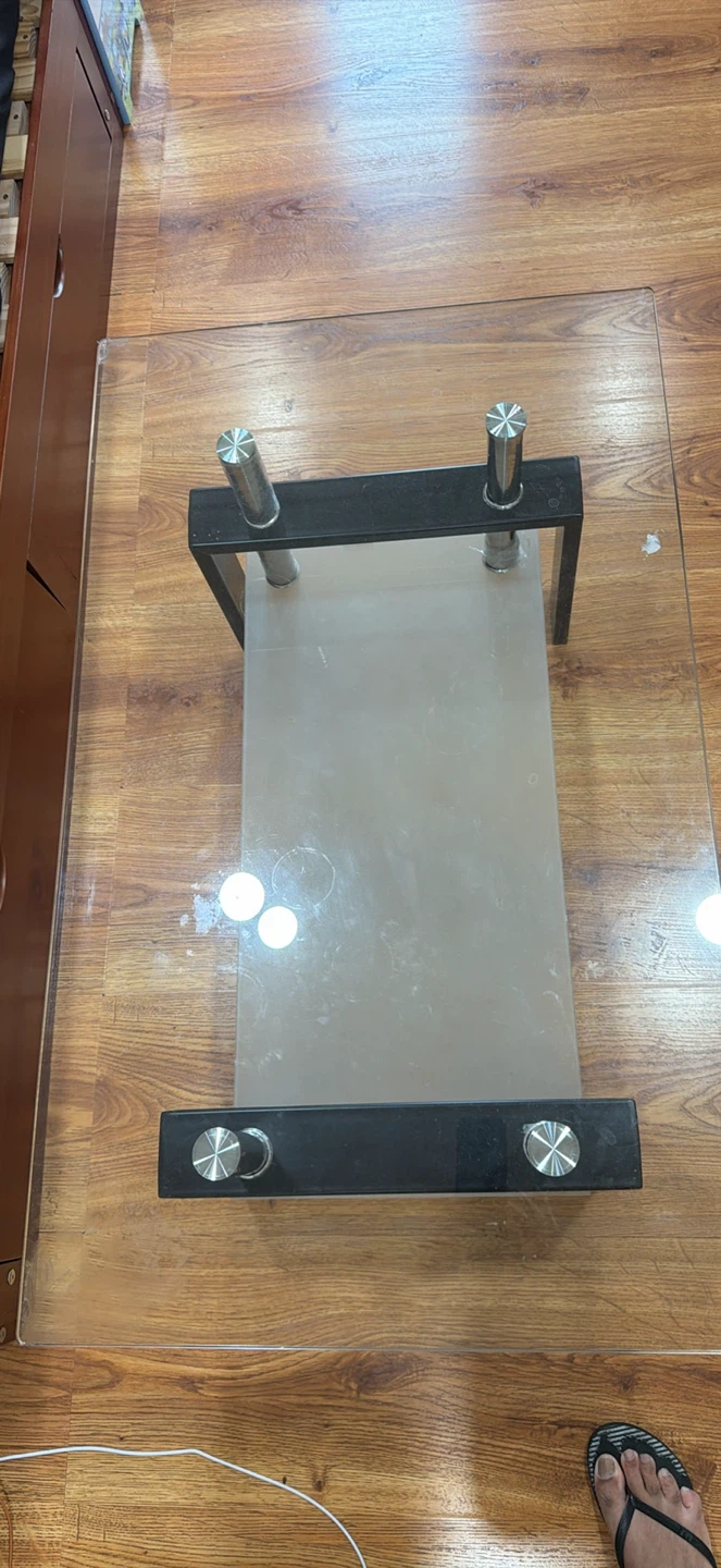 Glass Top Coffee Table with Metal Frame