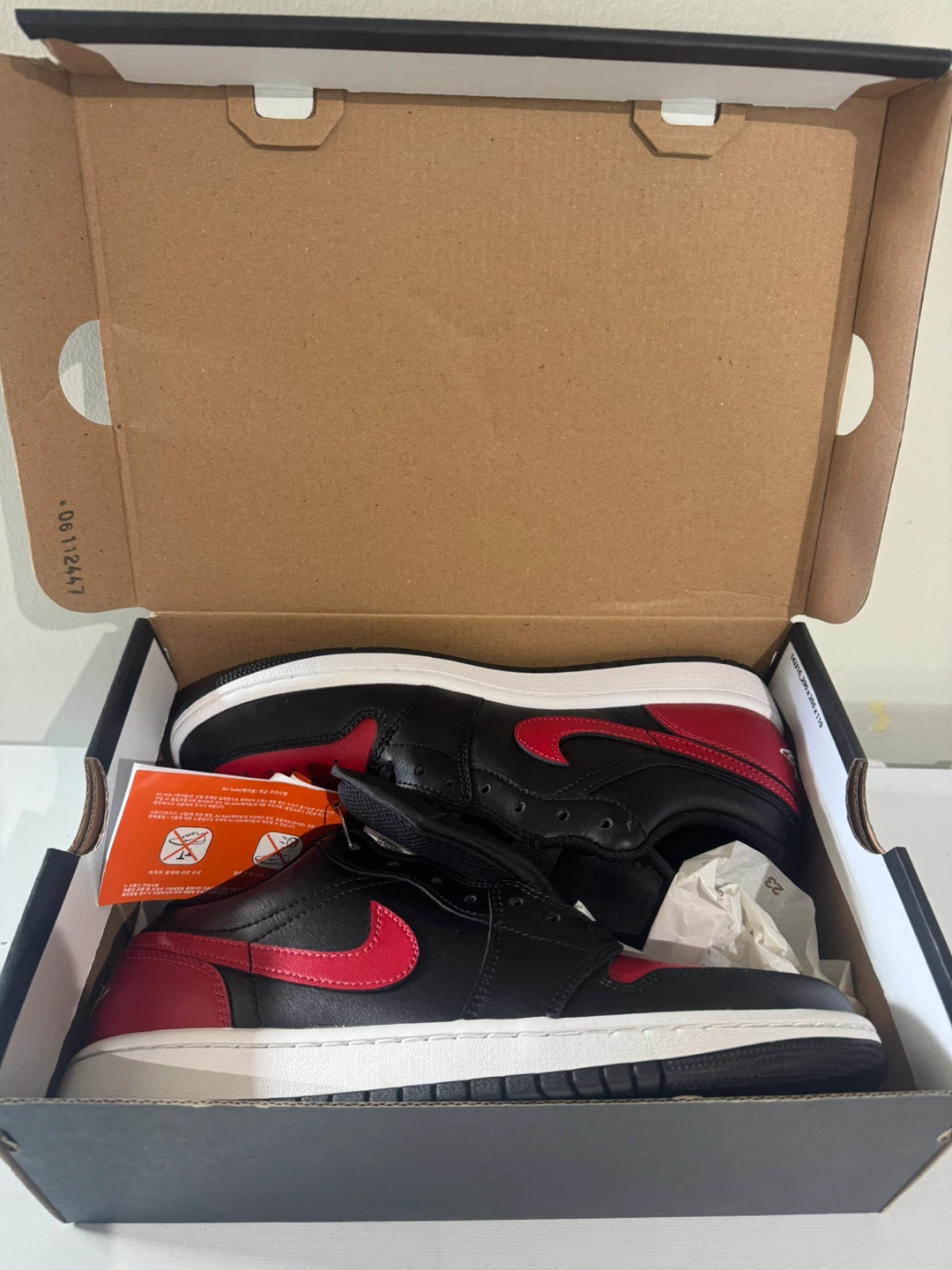 Air Jordan 1 Low- Black/ Varsity Res Summit White-Size 8