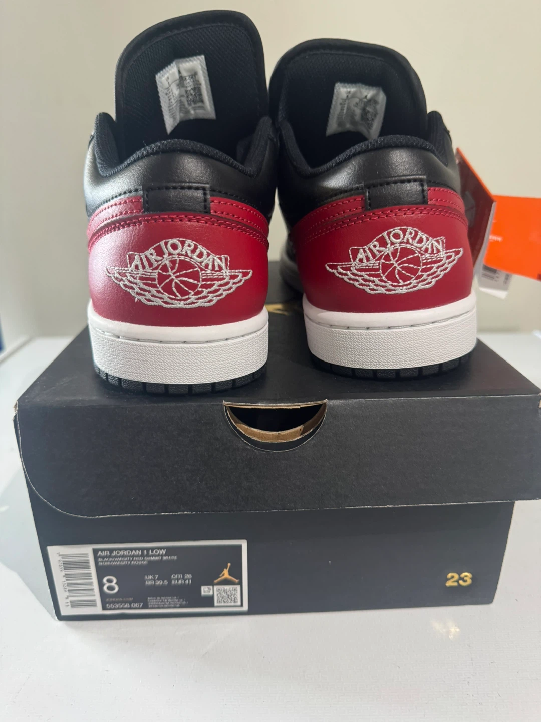 Air Jordan 1 Low- Black/ Varsity Res Summit White-Size 8 - photo 4