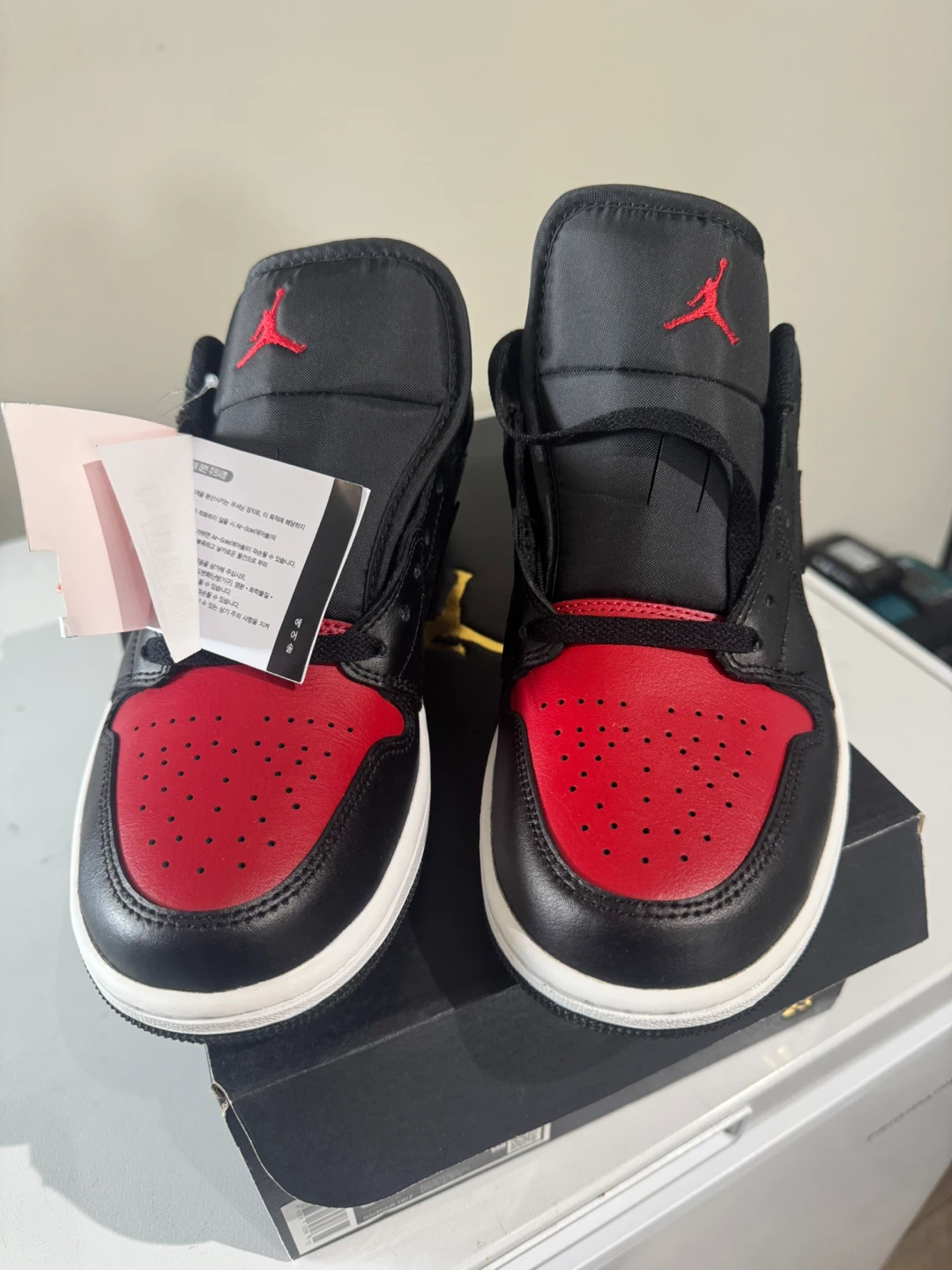 Air Jordan 1 Low- Black/ Varsity Res Summit White-Size 8 - photo 5