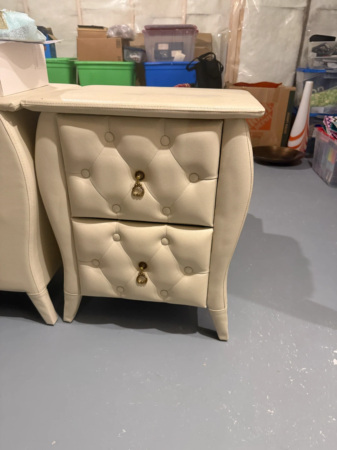 Cream Tufted Nightstand with 2 Drawers x 2 - photo 2
