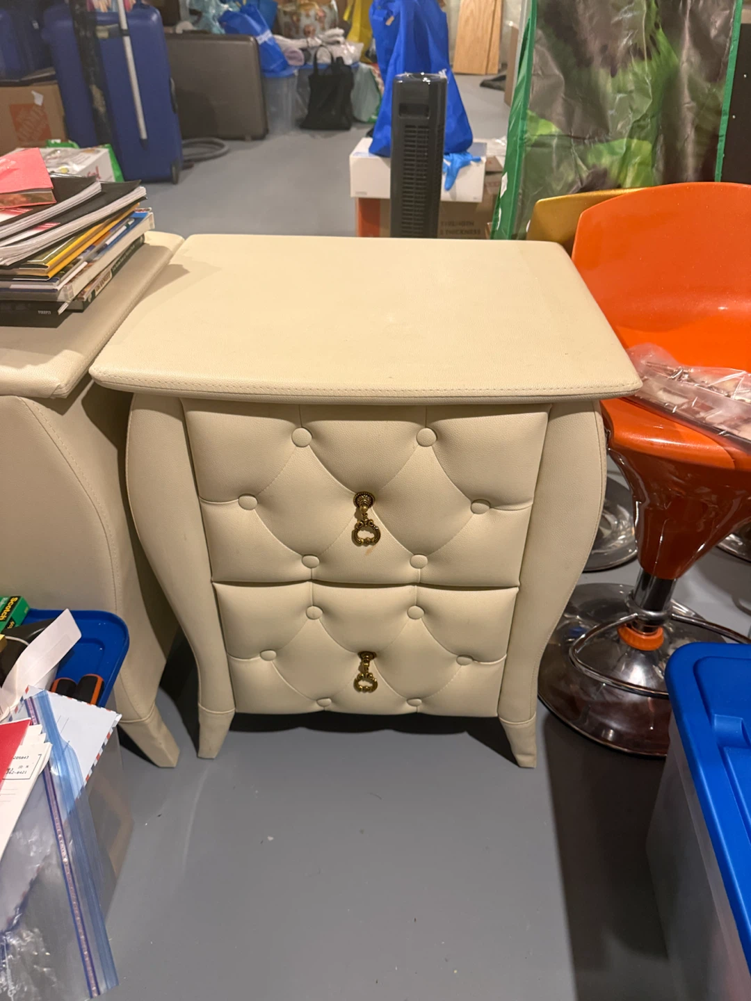 Cream Tufted Nightstand with 2 Drawers x 2 - photo 4