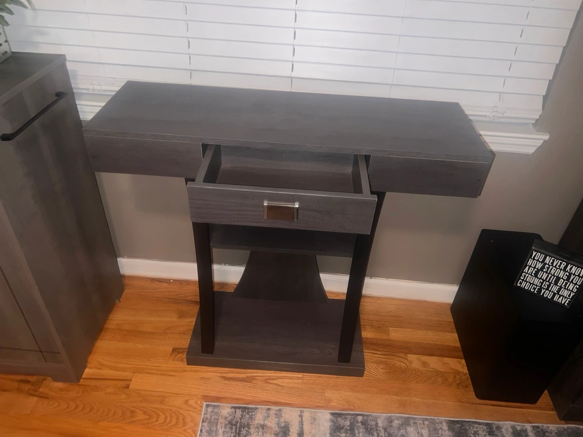 Dark Wood Console Table with Drawer - photo 3