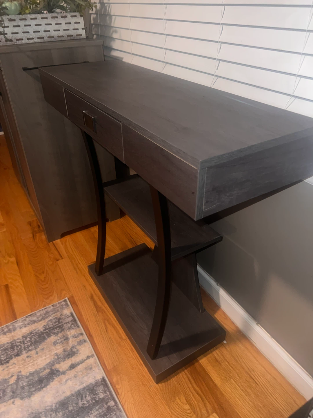 Dark Wood Console Table with Drawer - photo 4