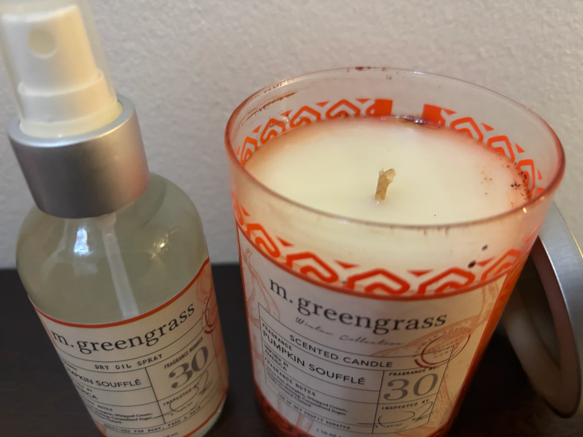 NEW-m.greengrass Pumpkin Soufflé Dry Oil Spray & Scented Candle - photo 2