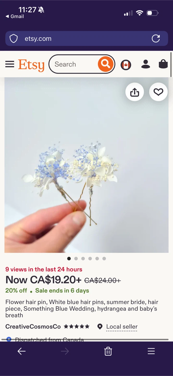 Real flower hair pins for weddings