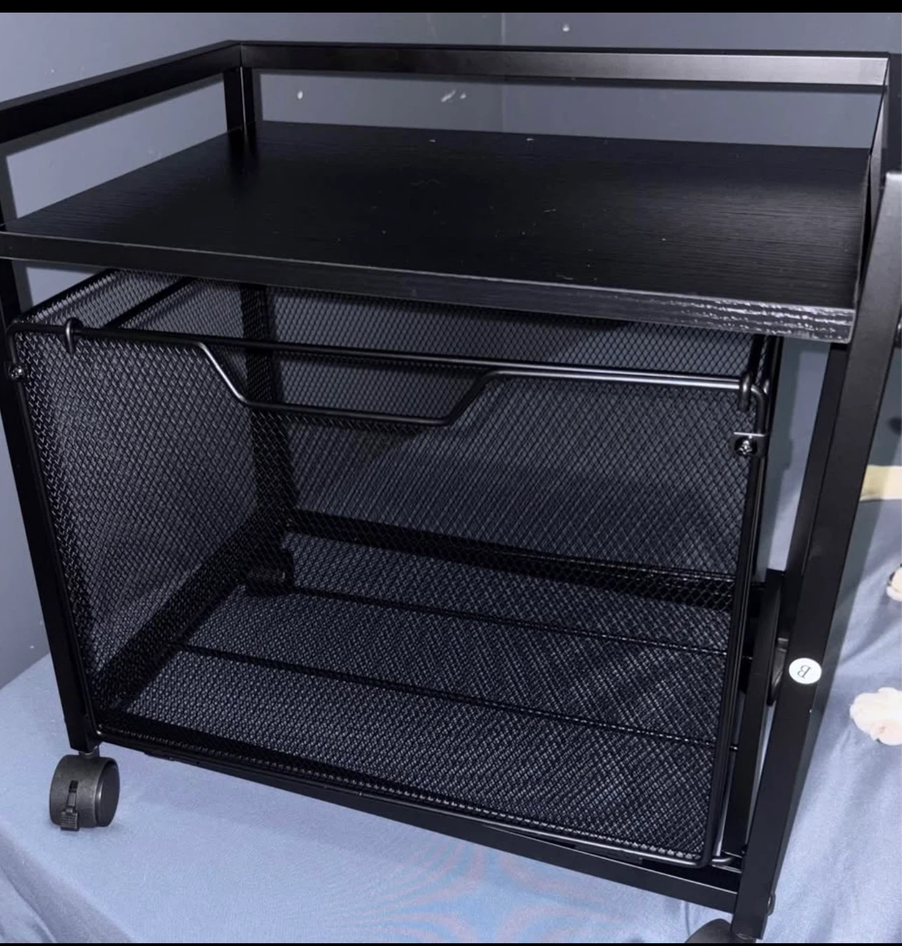 Black 2-Tier filing Rolling Cart