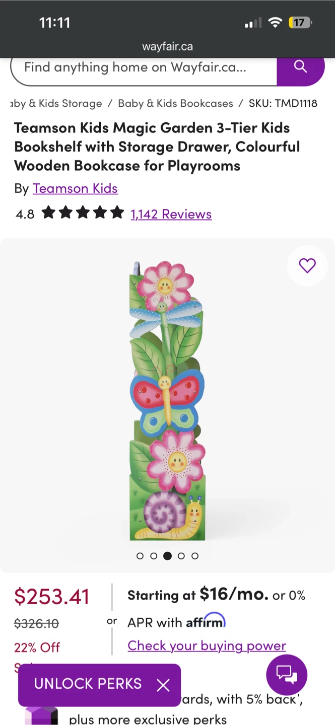 Teamson Kids Magic Garden 3-Tier Bookshelf - photo 2