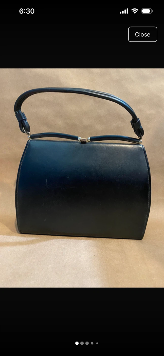 Black Leather Top Handle Handbag