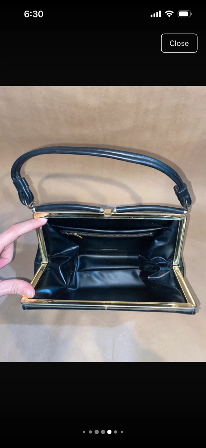 Black Leather Top Handle Handbag - photo 5