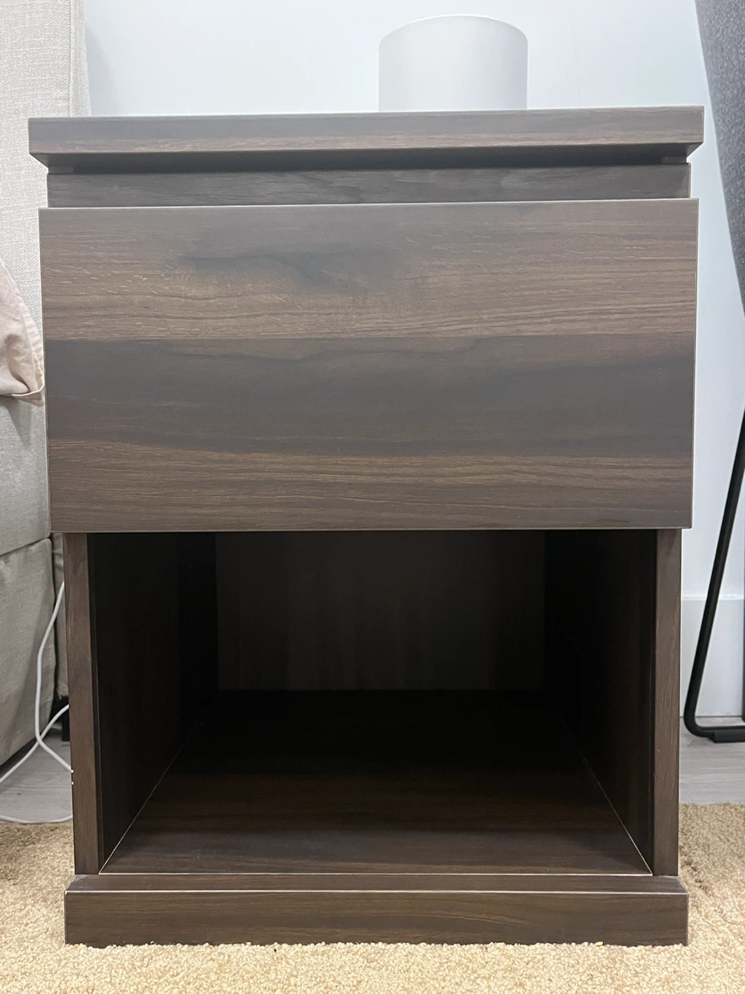Dark Wood Nightstand with Drawer