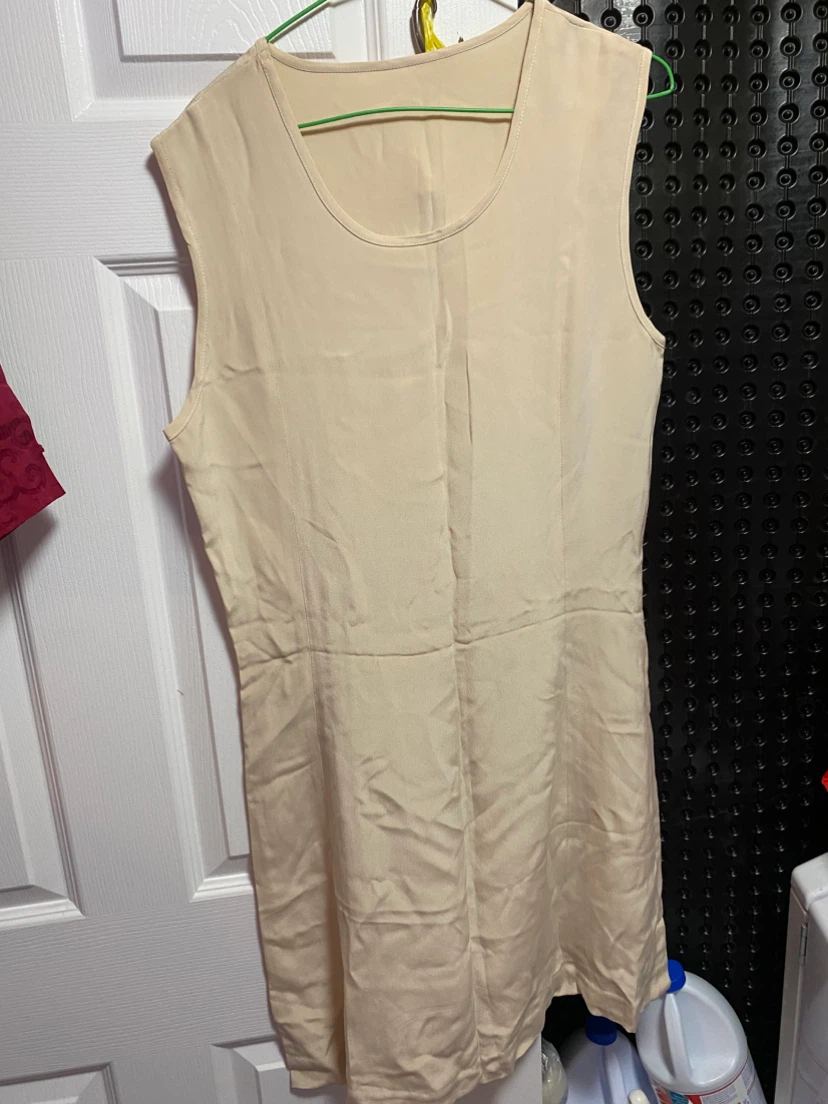 Cream Sleeveless Midi Dress (100% silk)