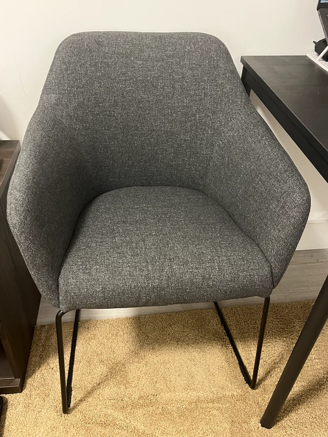 Dark Grey Fabric Accent Chairs with Black Metal Legs