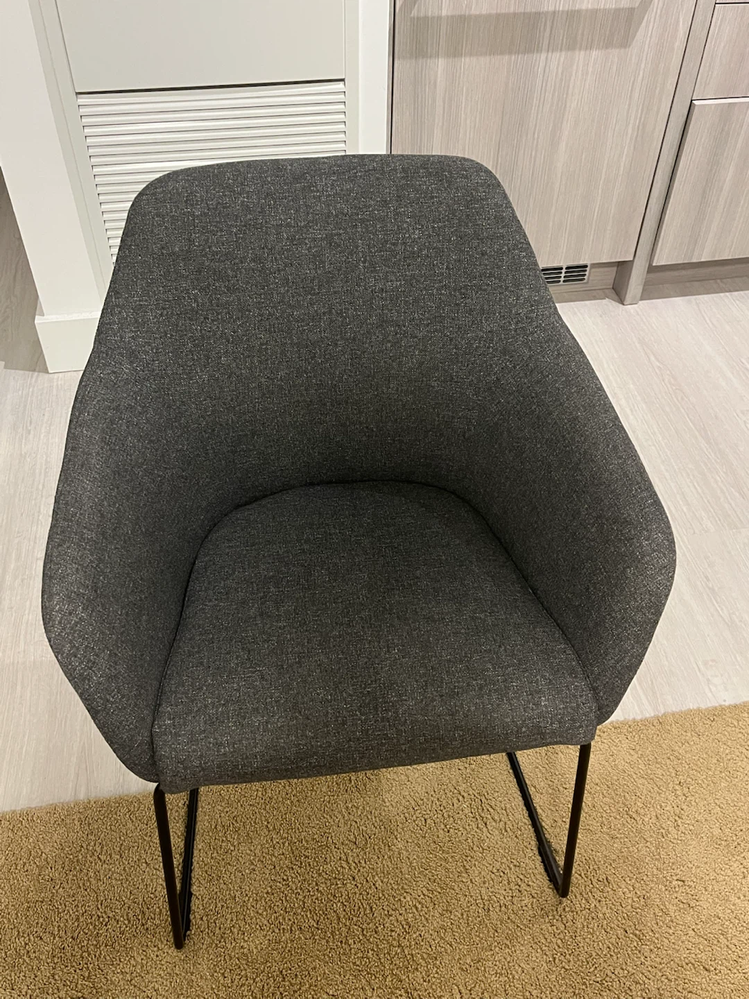 Dark Grey Fabric Accent Chairs with Black Metal Legs - photo 2