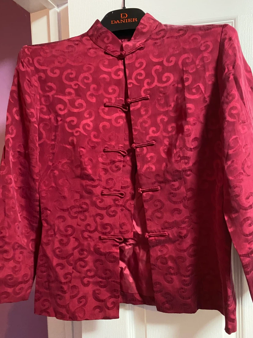 Red Brocade Mandarin silk collar Jacket