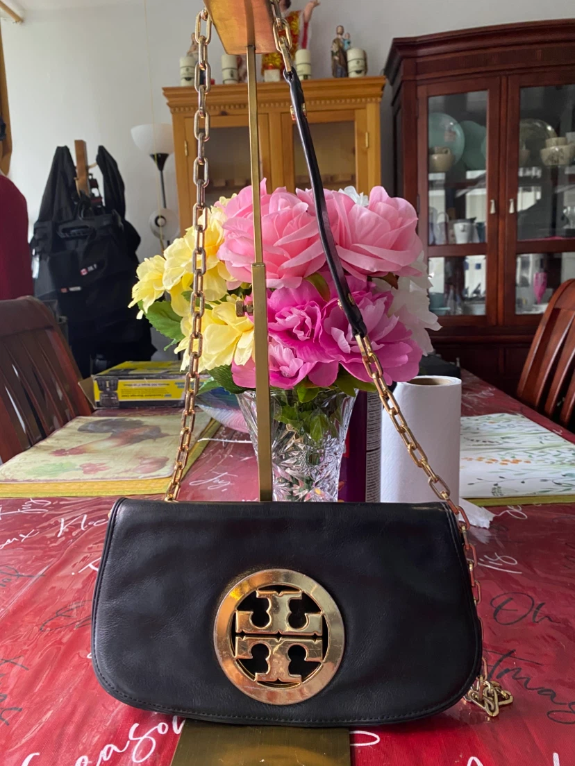 Tory Burch Black Leather Chain Shoulder Bag