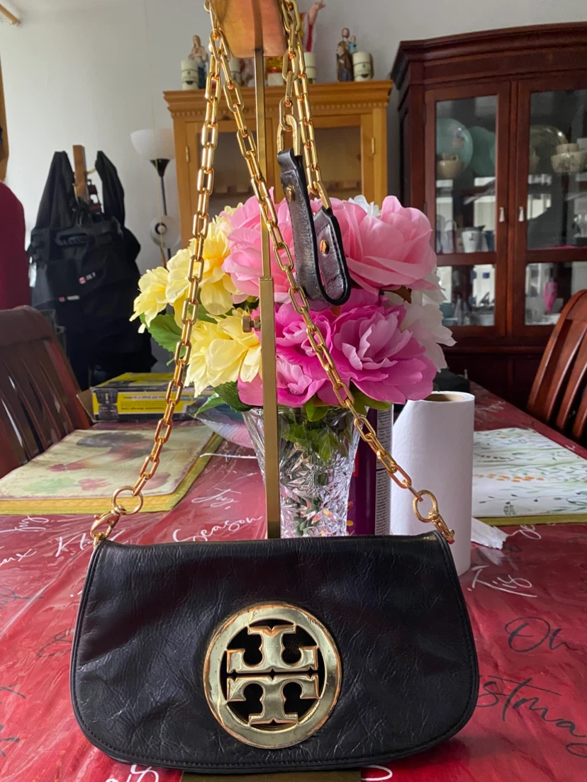 Tory Burch Black Leather Chain Shoulder Bag