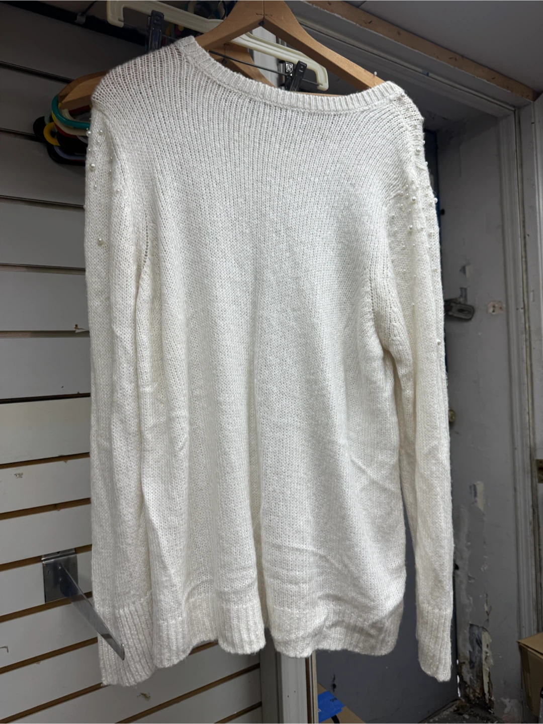 LOFT Pearl Embellished Sweater XL White - photo 2