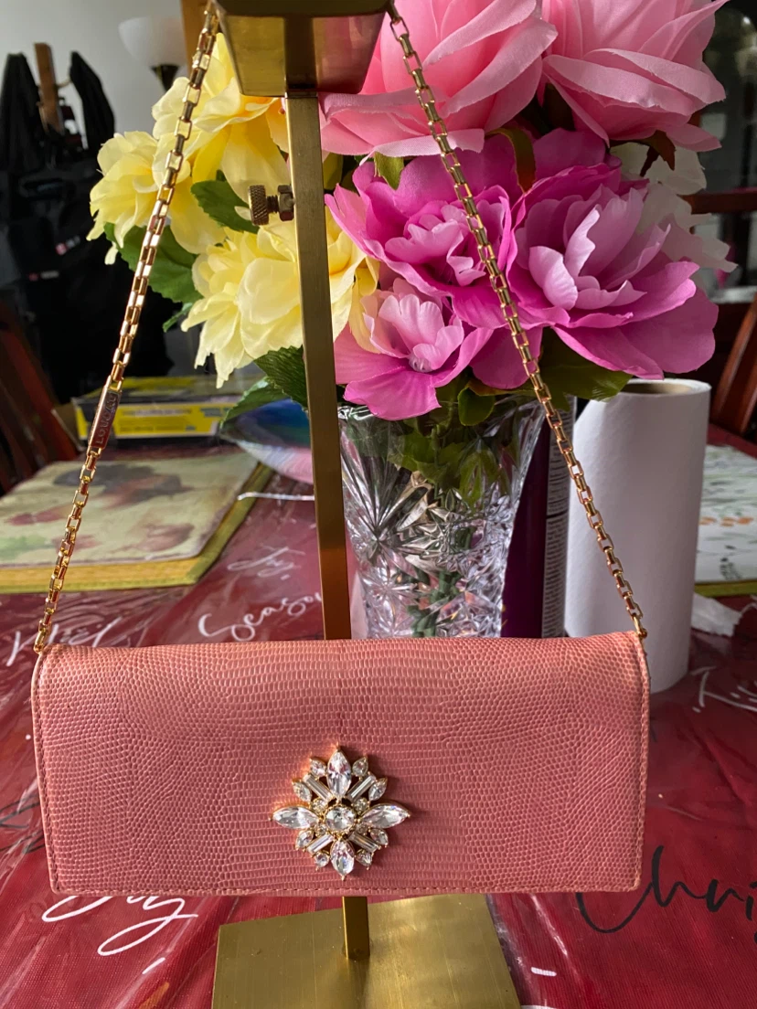 LOVCAT Pink Textured Wallet with Chain Strap