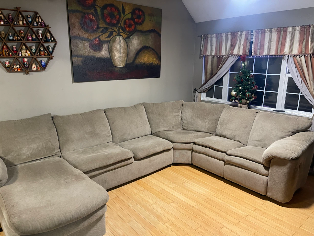 Taupe Sectional Sofa with Chaise