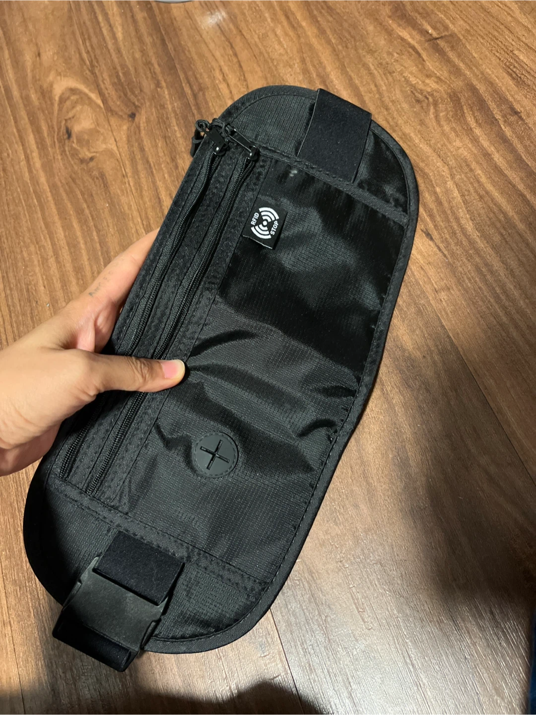 Black RFID Blocking Travel Money Belt Pouch
