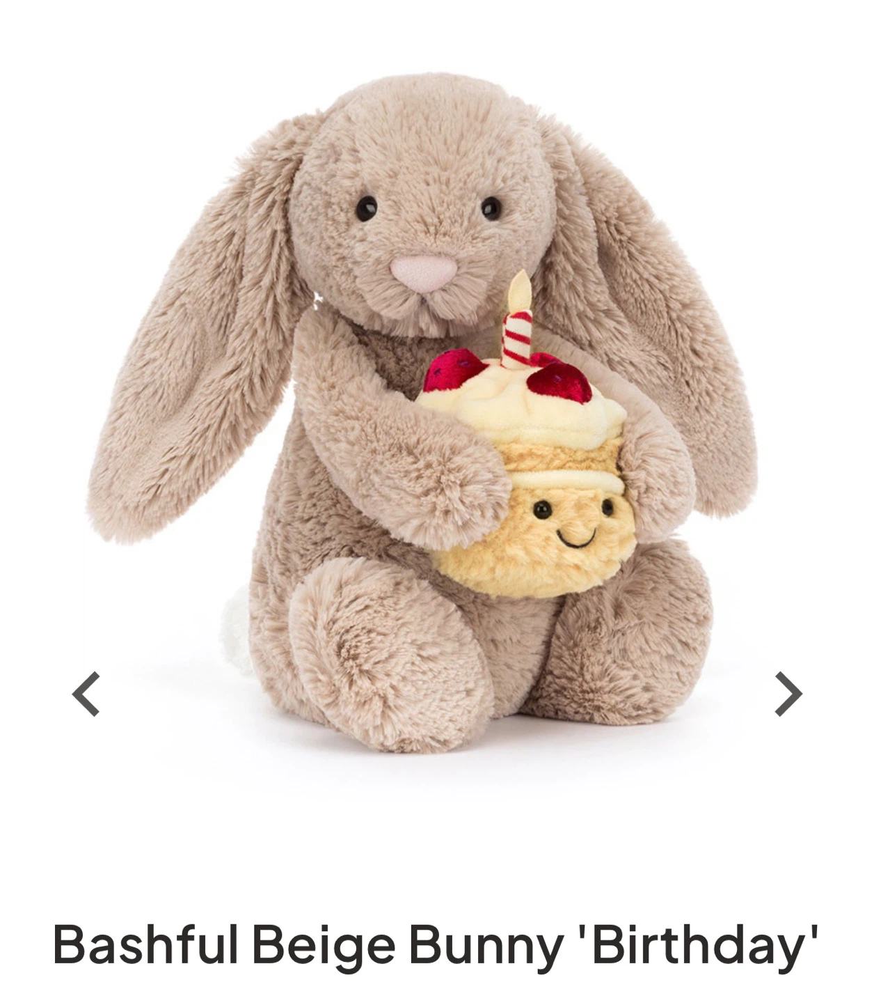 Jellycat Bashful Beige Bunny 'Birthday' Plush Toy