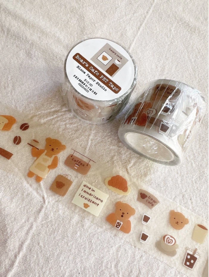 PET Tape (Cut Stickers) Bear Cafe $1