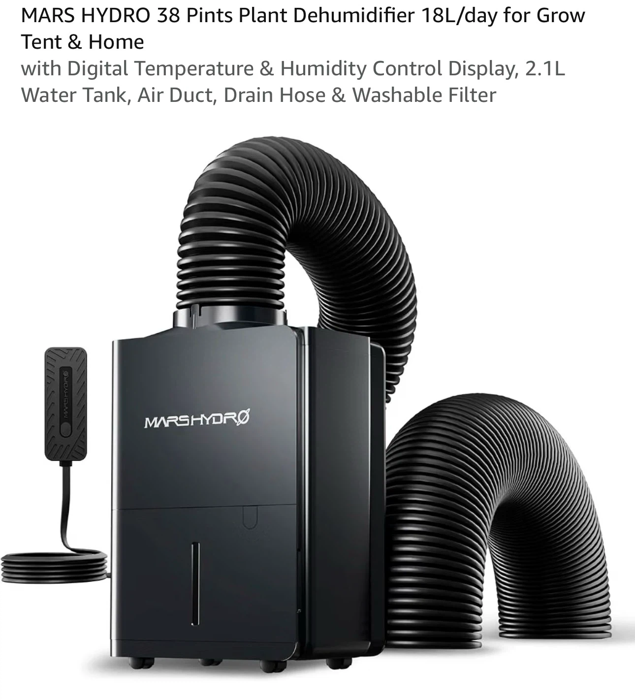 Mars Hydro 38 Pints Dehumidifier for Grow Tent & Home
