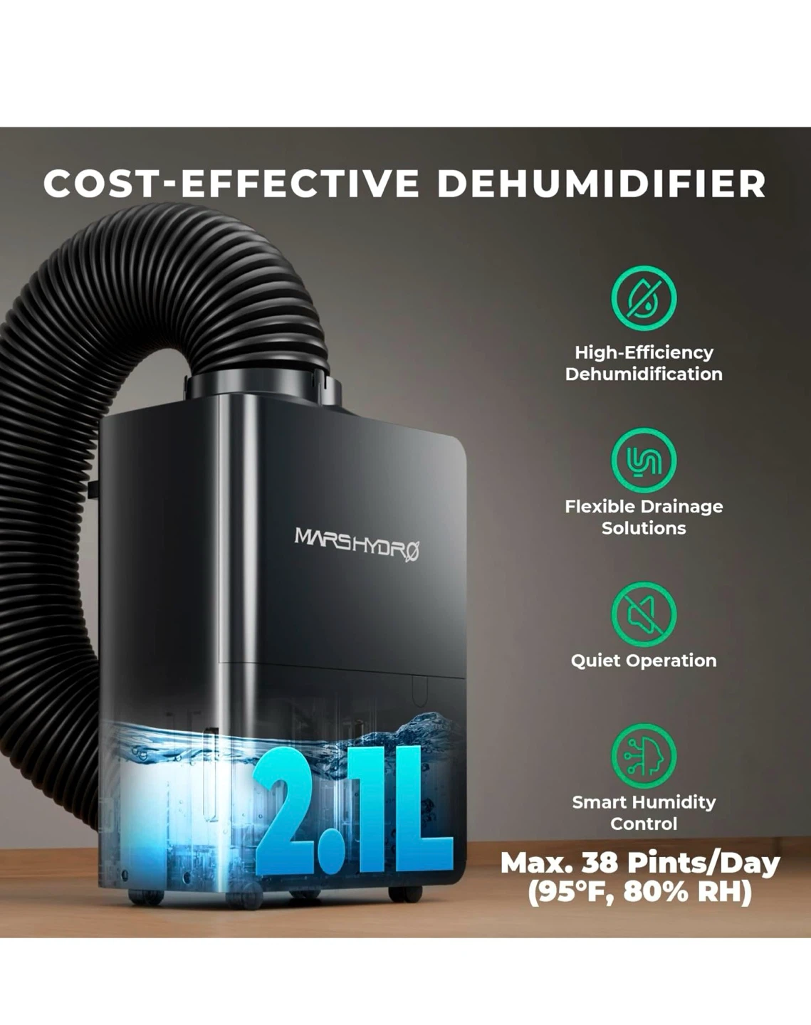 Mars Hydro 38 Pints Dehumidifier for Grow Tent & Home - photo 3