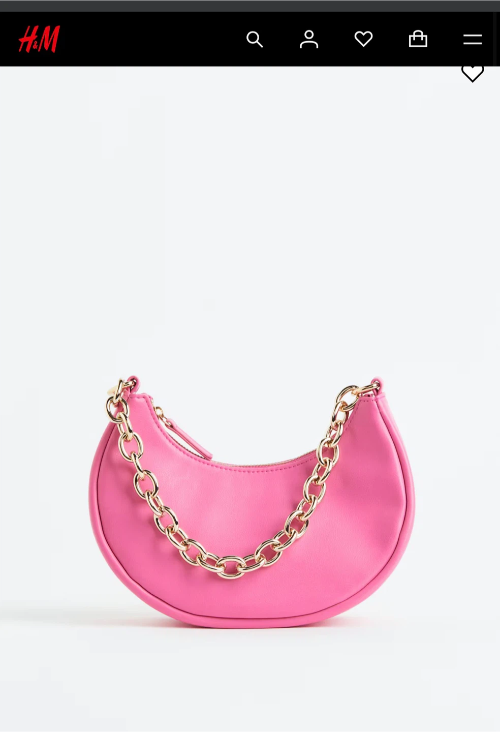 H&M Pink Crescent Shoulder Bag with Gold Chain