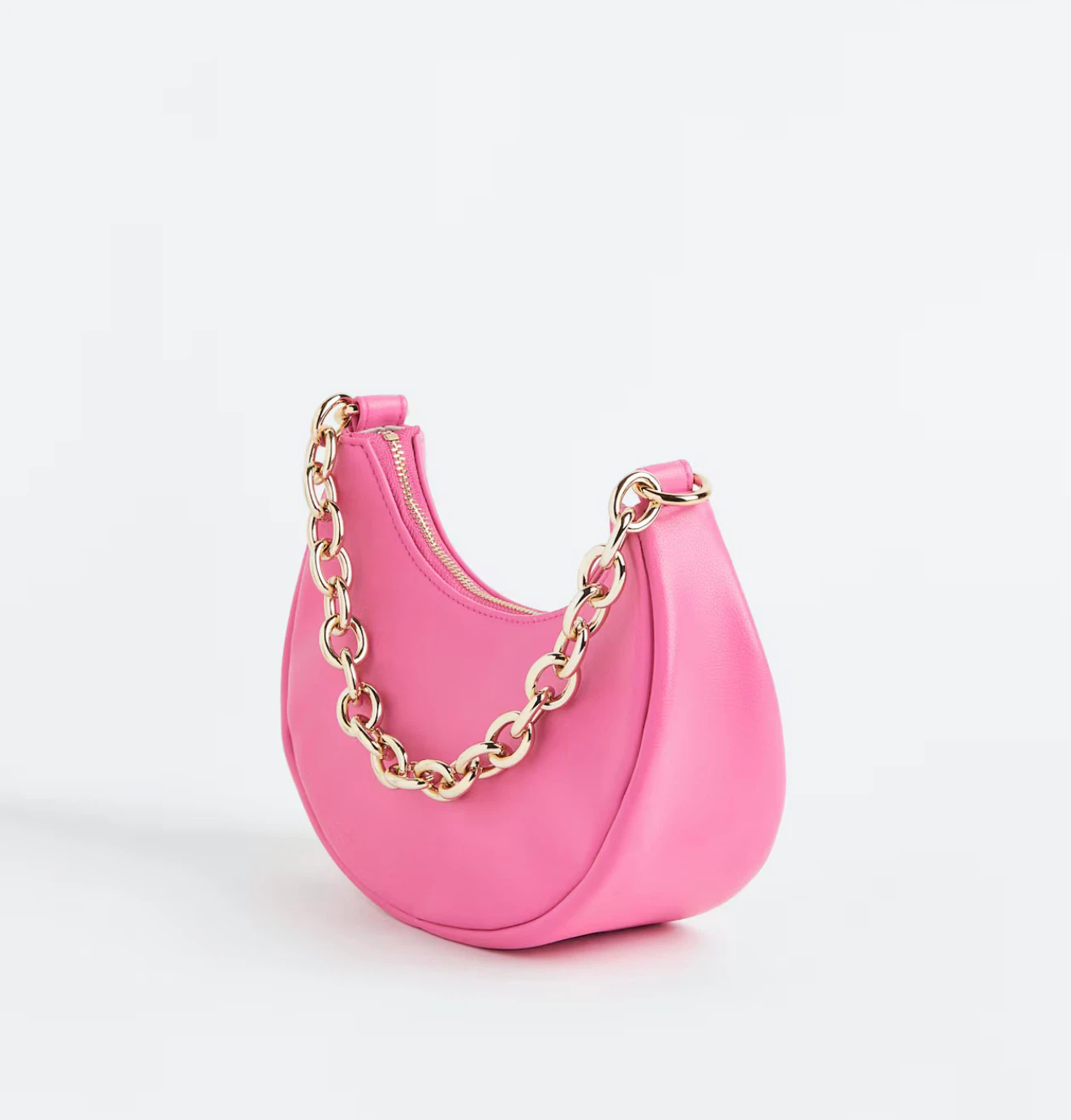 H&M Pink Crescent Shoulder Bag with Gold Chain - photo 2