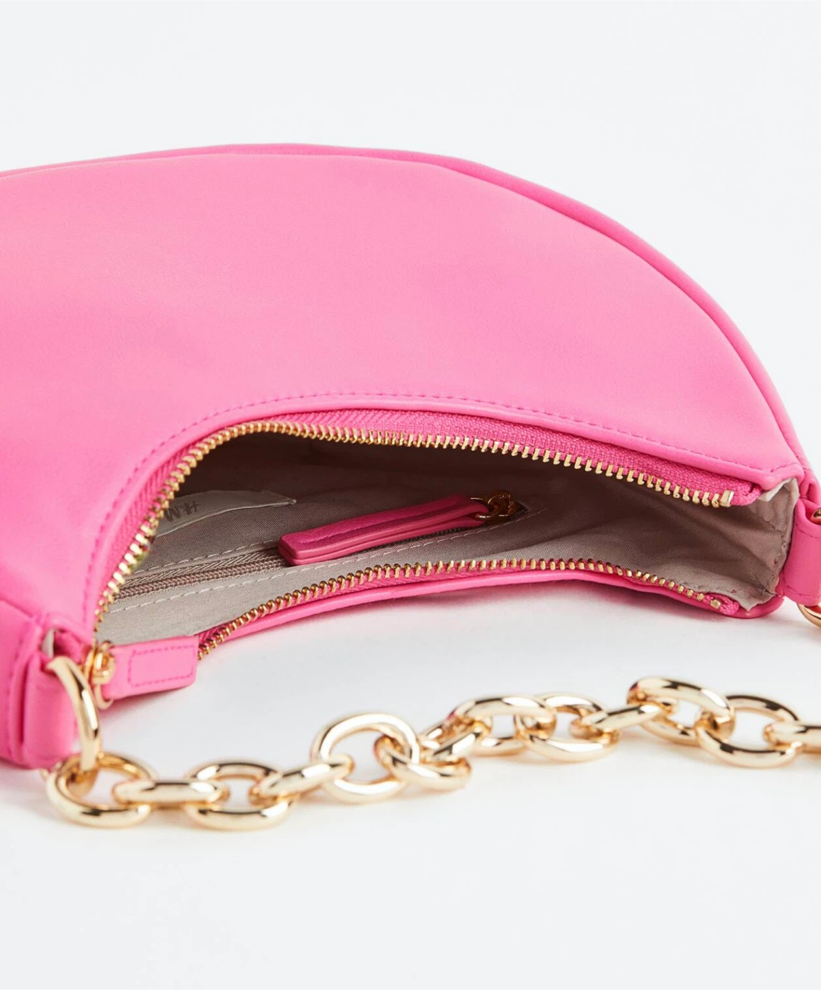 H&M Pink Crescent Shoulder Bag with Gold Chain - photo 3